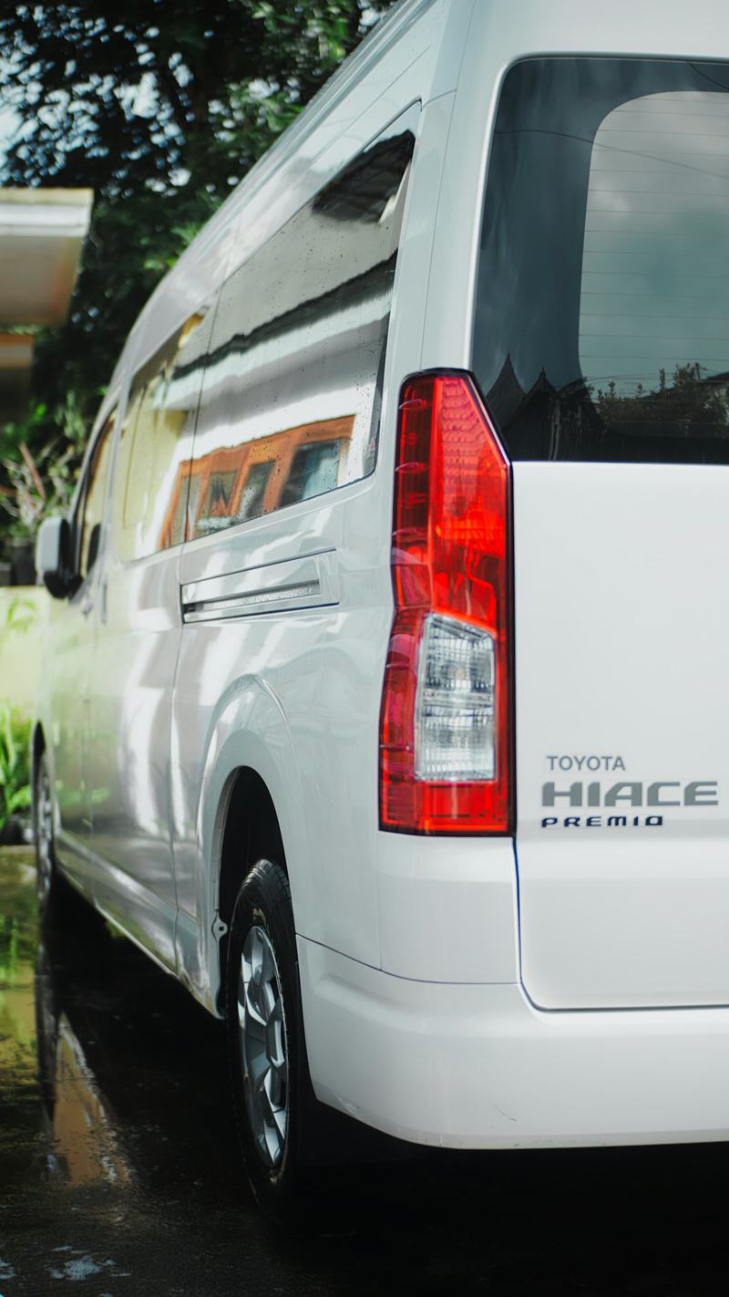 White Toyota Commuter van